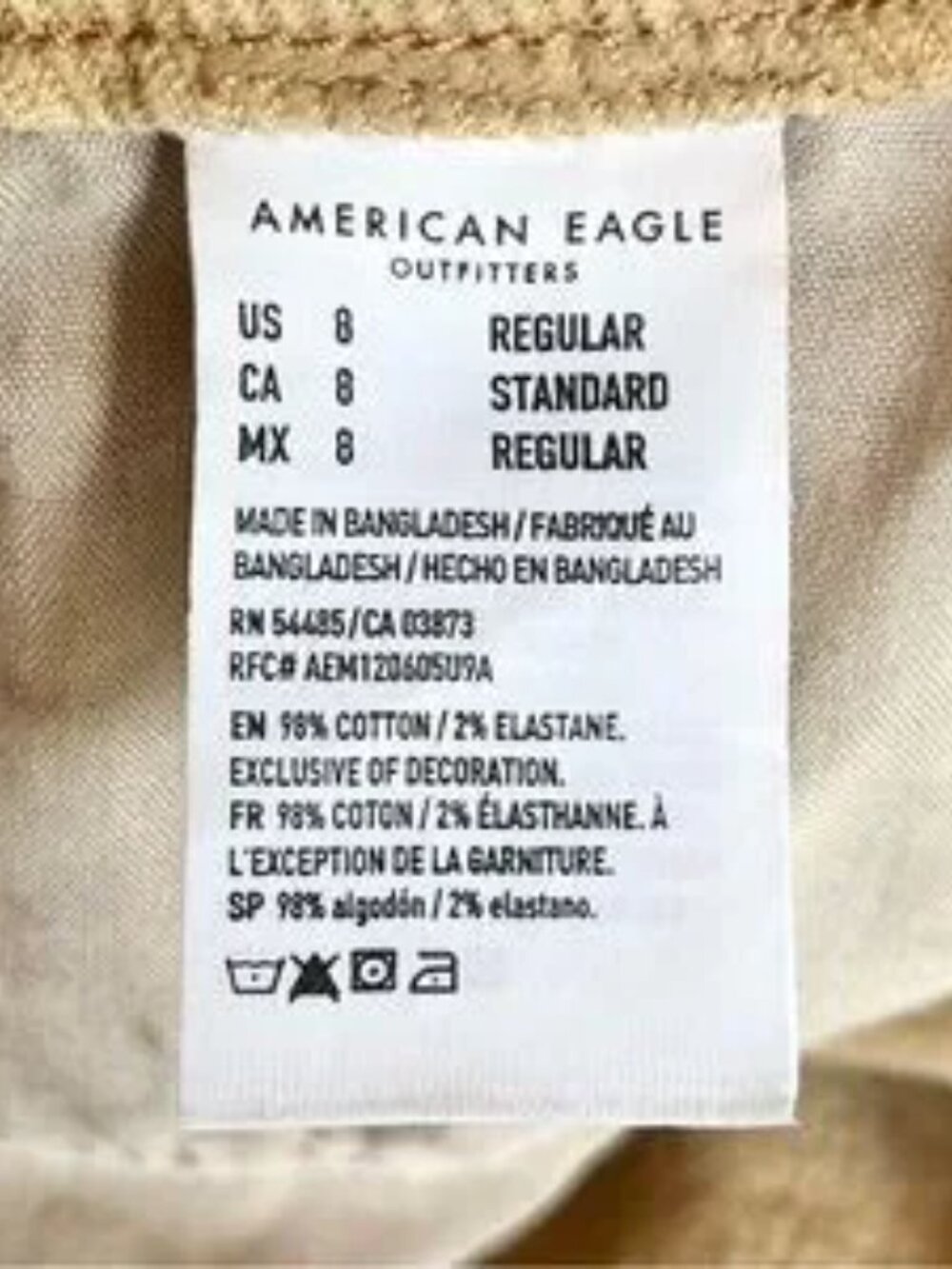 American Eagle Mom Stretch Corduroy Straight Leg High Rise Jeans Reg Size 8 - Picture 10 of 12